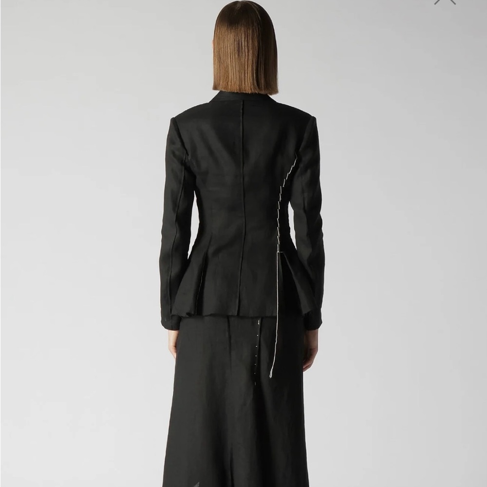 YOHJI YAMAMOTO LINEN CLOTH 6B HAND STITCH DOUBLE JACKET - Picture 3 of 8